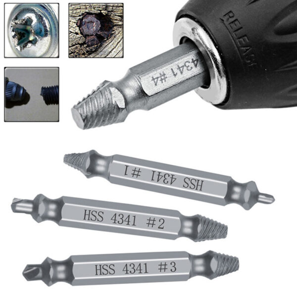 6-Piece Stripped Screw Remover Set – HSS 4341 Steel Damaged Bolt Extractor Kit