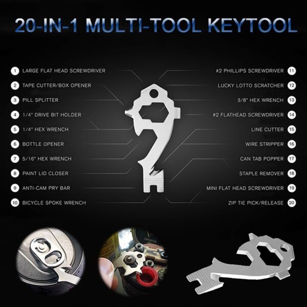 20-in-1 Stainless Steel EDC Key Ring Multi Tool