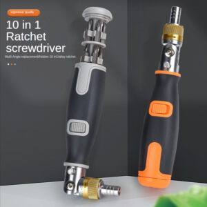 10-Bit Multi-Angle Ratchet Screwdriver - Compact Tool with Integrated Bit Storage