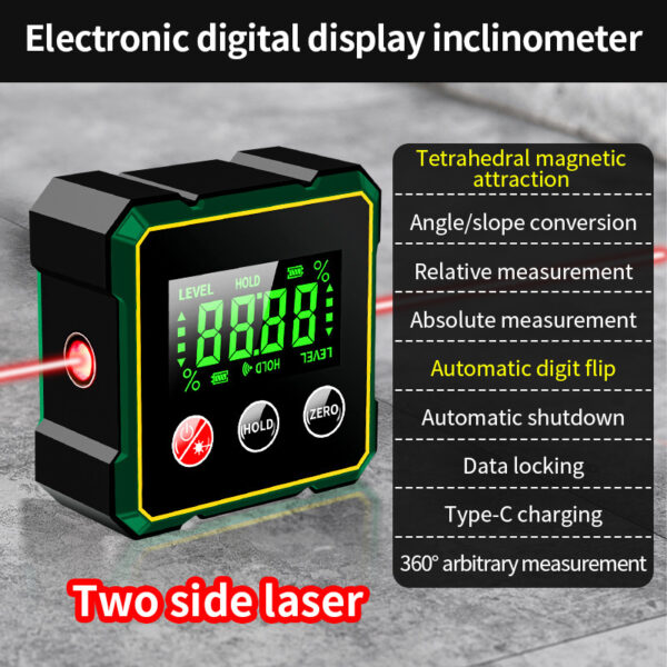 Magnetic Digital Angle Finder With Electronic Laser