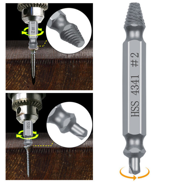 6-Piece Stripped Screw Remover Set – HSS 4341 Steel Damaged Bolt Extractor Kit