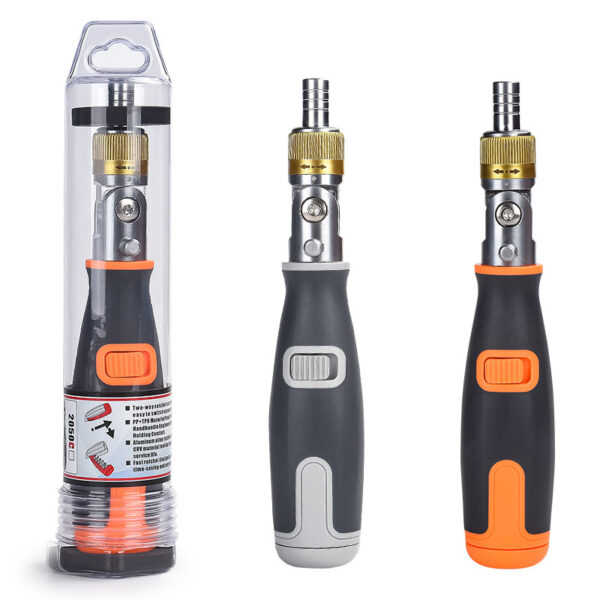 10-Bit Multi-Angle Ratchet Screwdriver - Compact Tool with Integrated Bit Storage